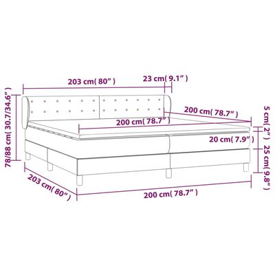 vidaXL fekete bársony rugós ágy matraccal 200x200 cm