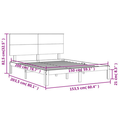 vidaXL fehér tömör fa ágykeret fejtámlával King Size