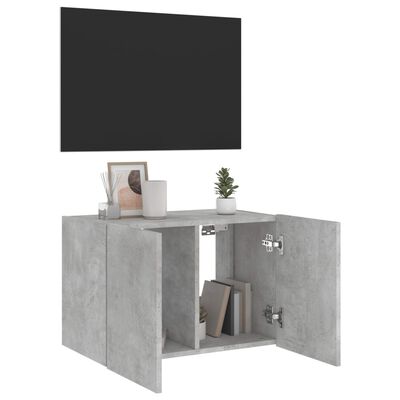 vidaXL betonszürke falra szerelhető TV-szekrény LED-del 60x35x41 cm