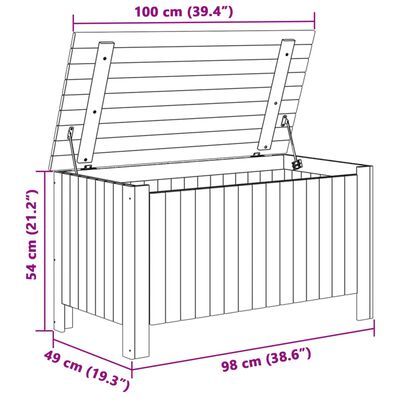 vidaXL RANA fehér tömör fenyőfa tárolóláda fedéllel 100 x 49 x 54 cm