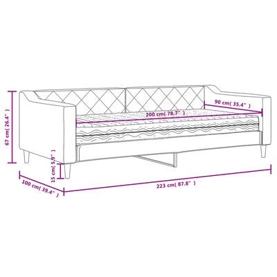 vidaXL tópszínű szövet kanapéágy matraccal 90 x 200 cm