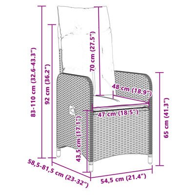 vidaXL 11 részes szürke polyrattan kerti bisztrógarnitúra párnákkal