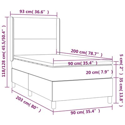 vidaXL rózsaszín bársony rugós ágy matraccal 90 x 200 cm