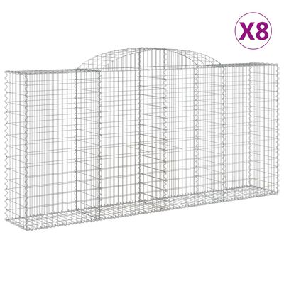 vidaXL 8 db íves horganyzott vas gabion kosár 300x50x140/160 cm