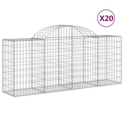 vidaXL 20 db íves horganyzott vas gabion kosár 200x50x80/100 cm