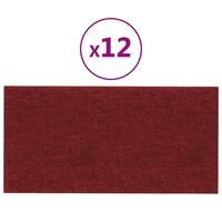 vidaXL 12 db bordó szövet fali panel 30 x 15 cm 0,54 m²