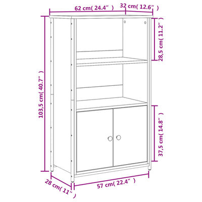 vidaXL füstös tölgy színű szerelt fa magasszekrény 62 x 32 x 103,5 cm