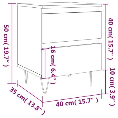 vidaXL 2 db sonoma tölgy színű éjjeliszekrény 40 x 35 x 50 cm