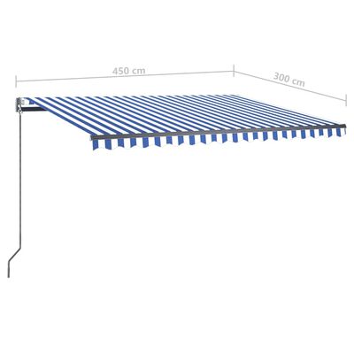 vidaXL kék-fehér automata szélérzékelős és LED-es napellenző 450x300cm