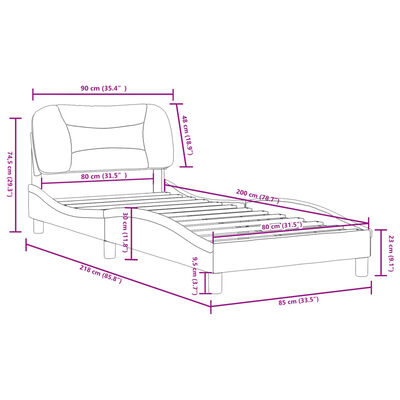 vidaXL sötétszürke szövet ágykeret fejtámlával 80 x 200 cm