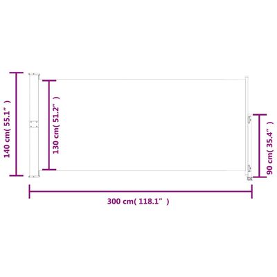 vidaXL barna kihúzható oldalsó terasznapellenző 140 x 300 cm