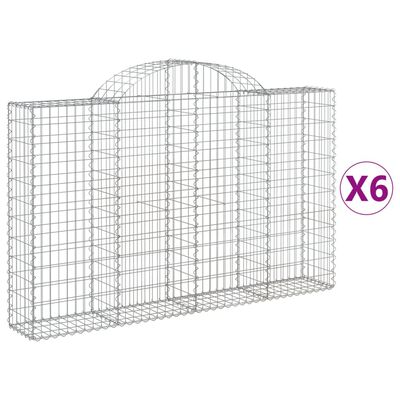 vidaXL 6 db íves horganyzott vas gabion kosár 200x30x120/140 cm