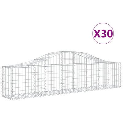 vidaXL 30 db íves horganyzott vas gabion kosár 200x30x40/60 cm