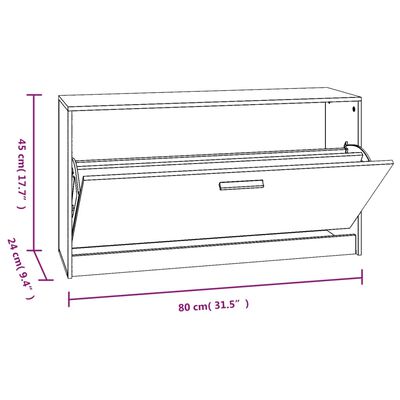 vidaXL füstös tölgy színű szerelt fa cipőtároló pad 80 x 24 x 45 cm