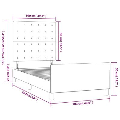 vidaXL fekete műbőr ágykeret fejtámlával 100x200 cm