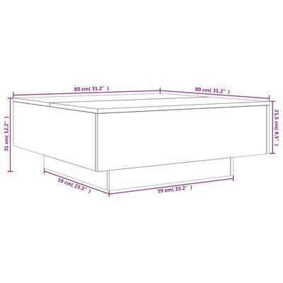 vidaXL szürke sonoma színű szerelt fa dohányzóasztal 80 x 80 x 31 cm