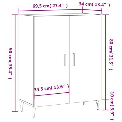 vidaXL barna tölgy színű szerelt fa tálalószekrény 69,5 x 34 x 90 cm