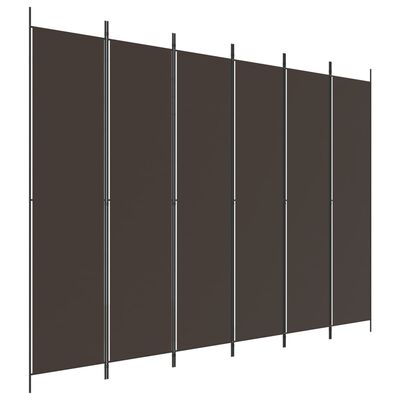 vidaXL 6 paneles barna szövet paraván 300 x 220 cm