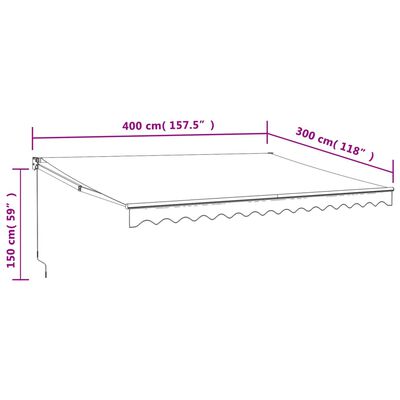 vidaXL kék és fehér automata behúzható napellenző 4 x 3 m