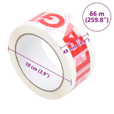 vidaXL 36 db fehér csomagolószalag FRAGILE felirattal 48 mm x 66 m