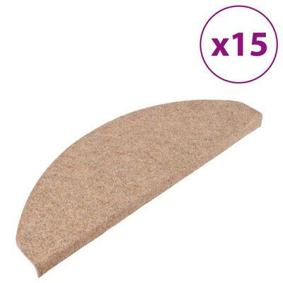 vidaXL 15 db bézs öntapadó lépcsőszőnyeg 65x22,5x3,5 cm