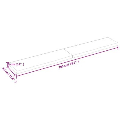 vidaXL sötétbarna kezelt tömör tölgyfa fali polc 200 x 30 x (2-6) cm