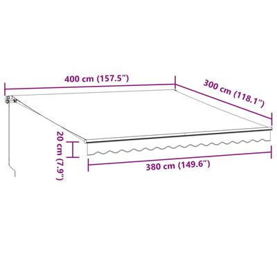 vidaXL barna automata kihúzható napellenző 400 x 300 cm