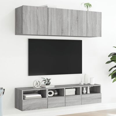 vidaXL 2 db szürke sonoma szerelt fa fali TV-szekrény 40 x 30 x 30 cm