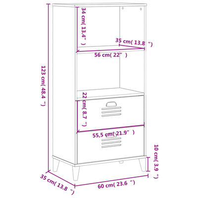 vidaXL VIKEN fekete szerelt fa könyvszekrény 60 x 35 x 123 cm