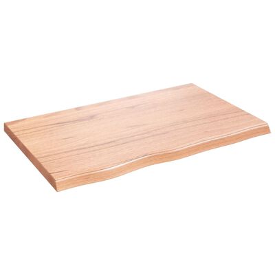 vidaXL világosbarna kezelt tömör fa fürdőszobai pult 80x50x(2-4) cm