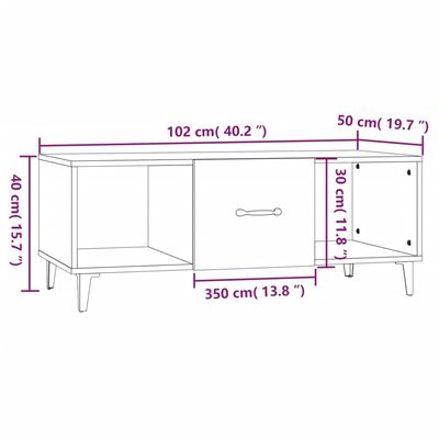 vidaXL betonszürke szerelt fa dohányzóasztal 102 x 50 x 40 cm