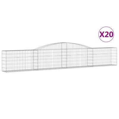 vidaXL 20 db íves horganyzott vas gabion kosár 400x30x60/80 cm