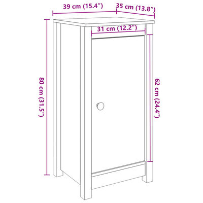 vidaXL 2 db fekete tömör fenyőfa tálalószekrény 39x35x80 cm