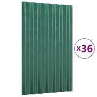 vidaXL 36 db zöld porszórt acél tetőpanel 60x36 cm