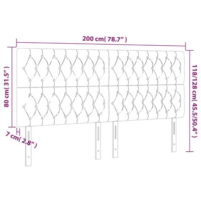 vidaXL sötétszürke szövet LED-es fejtámla 200x7x118/128 cm