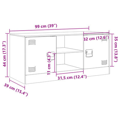 vidaXL antracitszürke acél TV-szekrény 99 x 39 x 44 cm