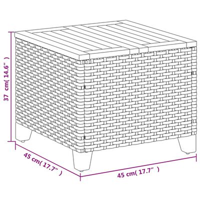 vidaXL szürke polyrattan és akácfa kerti asztal 45 x 45 x 37 cm