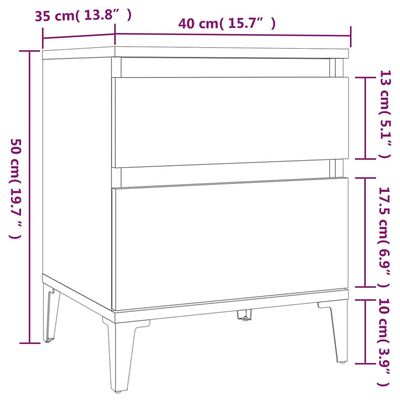 vidaXL 2 db sonoma tölgy éjjeliszekrény 40 x 35 x 50 cm