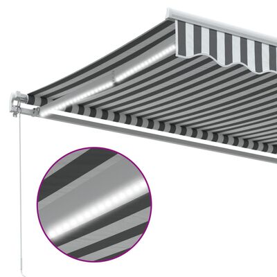 vidaXL antracitszürke-fehér LED-es kézi napellenző 450 x 300 cm