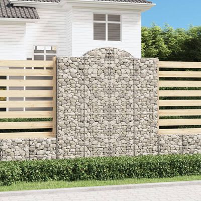 vidaXL 4 db íves horganyzott vas gabion kosár 200x30x220/240 cm