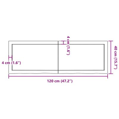 vidaXL sötétbarna kezelt tömör tölgyfa asztallap 120x40x(2-4) cm