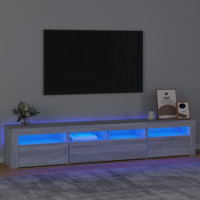 vidaXL szürke sonoma színű TV-szekrény LED-lámpákkal 210x35x40 cm