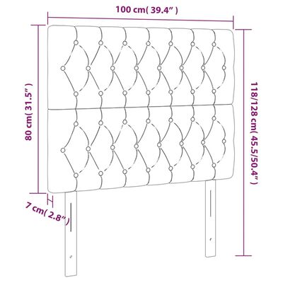 vidaXL 2 db sötétbarna szövet fejtámla 100x7x78/88 cm