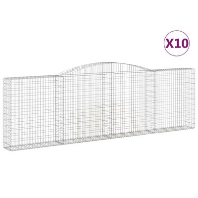 vidaXL 10 db íves horganyzott vas gabion kosár 400x30x120/140 cm