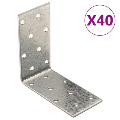 vidaXL 40 db horganyzott acél saroktartó 2 mm 80x40x80 mm