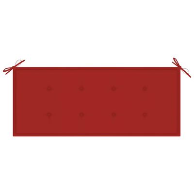 vidaXL tömör tíkfa Batavia pad piros párnával 120 cm