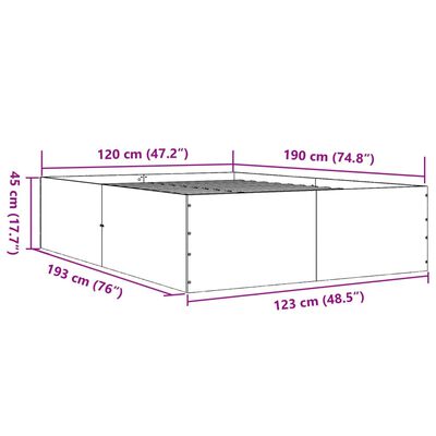 vidaXL füstös tölgy színű szerelt fa ágykeret 120 x 190 cm