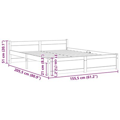 vidaXL King Size szürke tömör fa ágykeret 150 x 200 cm