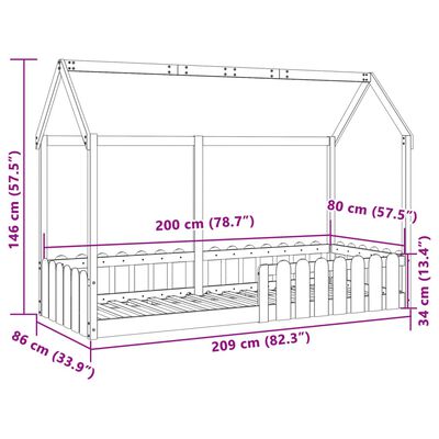 vidaXL fehér tömör fenyőfa házikó gyerekágykeret 80 x 200 cm