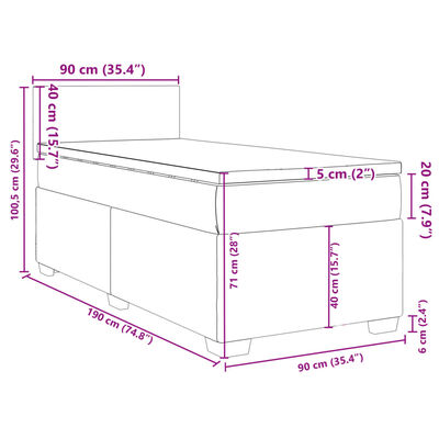 vidaXL fekete szövet rugós ágy matraccal 90x190 cm